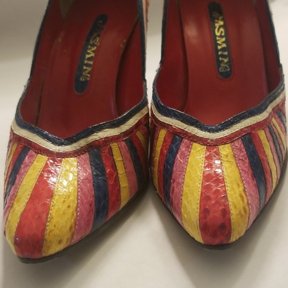 JASMIN SNAKESKIN MULTI COLOR HEEL SHOES 7.5 - Picture 7 of 8